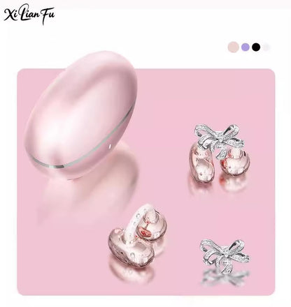 سماعات لاسلكية Clip-On مفتوحة للأذن مع علبة شحن وإكسسوار فيونكة قابل للفصل