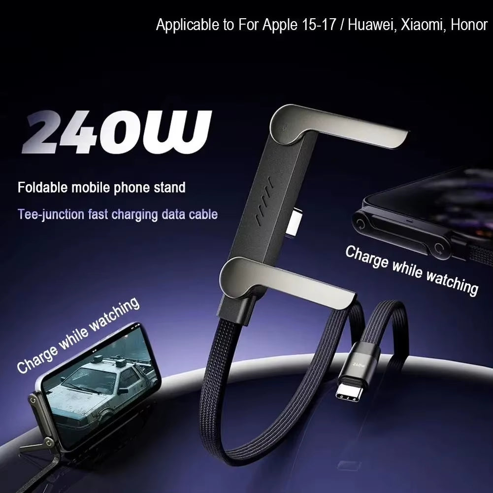كابل شحن سريع 240 watt, يأتي بطول 1.5 متر ويأتي مدمج بحامل للهاتف