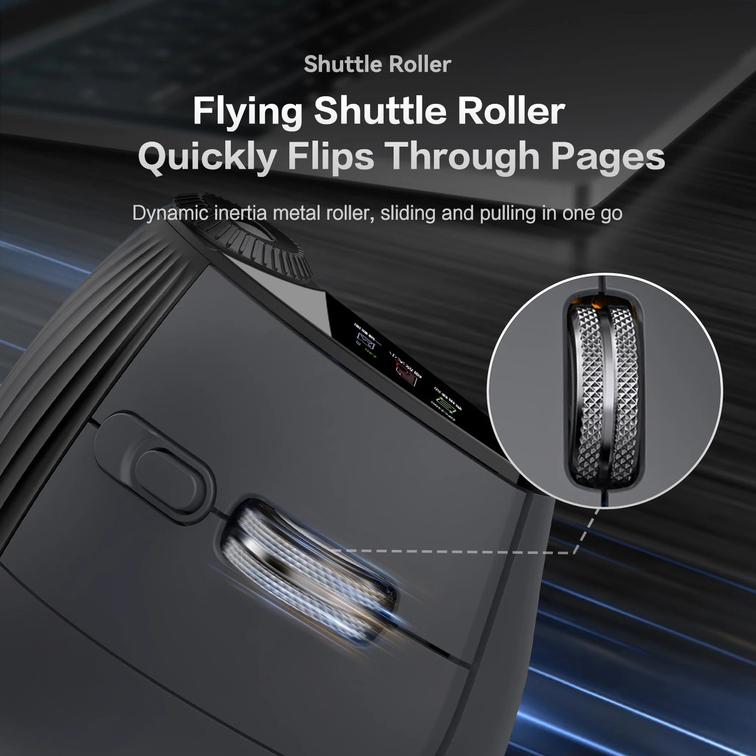 RGB Backlit Speed Roller Wireless Vertical Gaming Mouse with Function Adjustment Knob Bluetooth USB Ergonomic Mice Slient Click