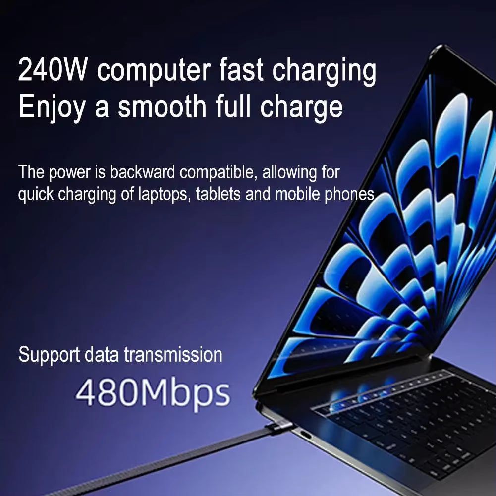 كابل شحن سريع 240 watt, يأتي بطول 1.5 متر ويأتي مدمج بحامل للهاتف